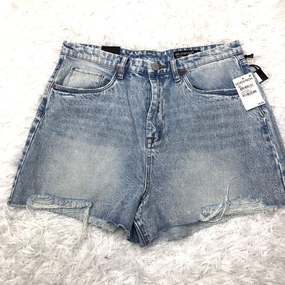 Blank Nyc The Reeve High Rise Short In Light Blue Wash Size 32 Jean Denim New - Picture 1 of 11